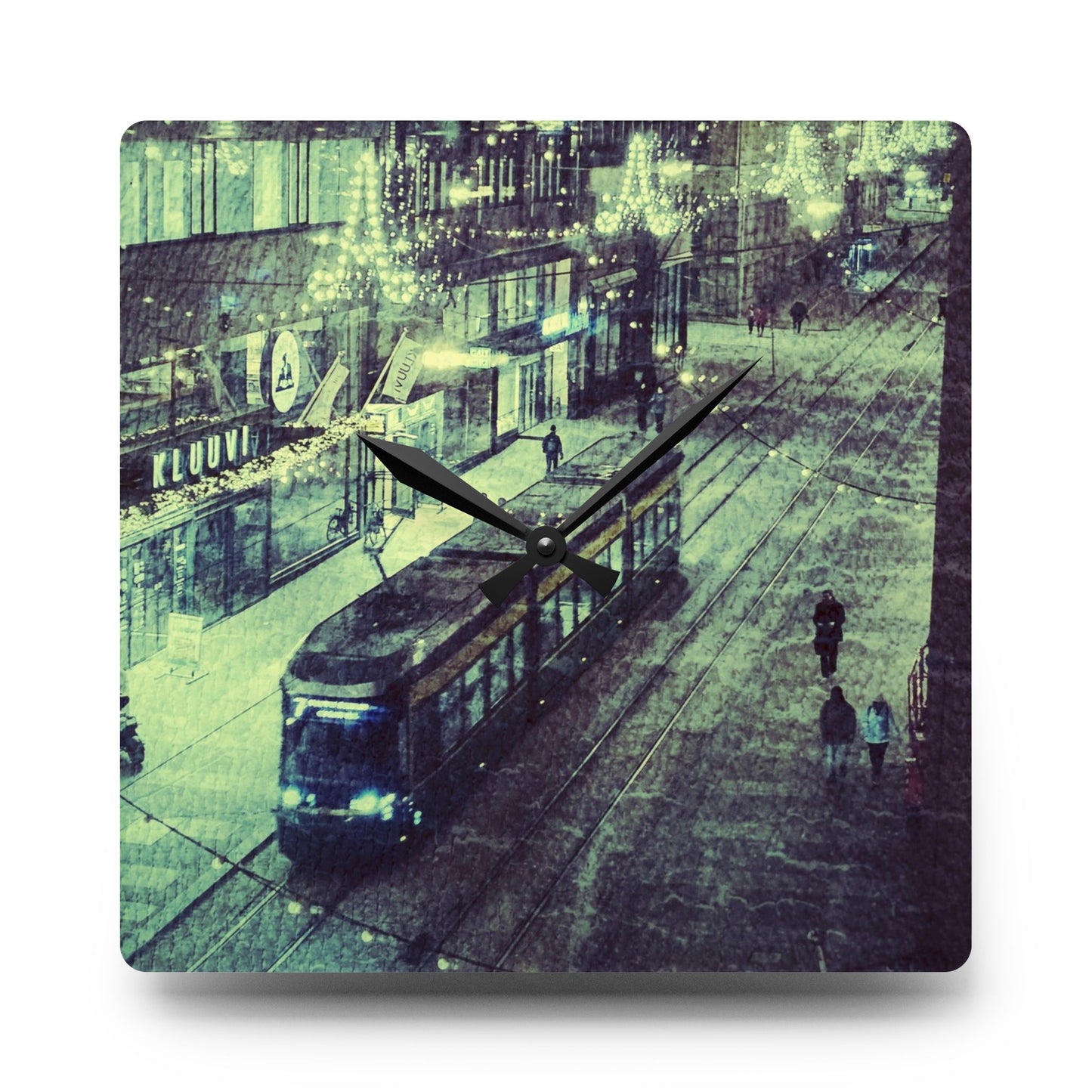 Vintage Streetcar Acrylic Wall Clock – Retro City Tram Wall Art