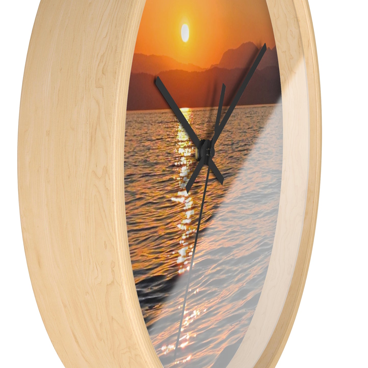 Sunset Sea Wall Clock — Coastal Sunset Ocean Scenery Timepiece