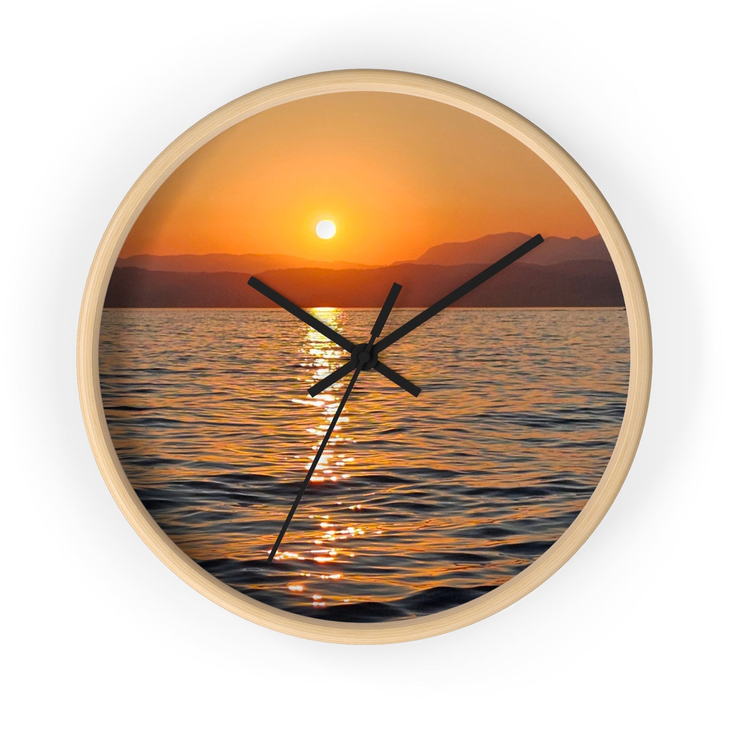 Sunset Sea Wall Clock — Coastal Sunset Ocean Scenery Timepiece